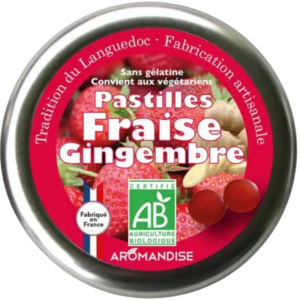 Aromandise Pastiller M. Jordbær & Ingefær Ø (45 g)