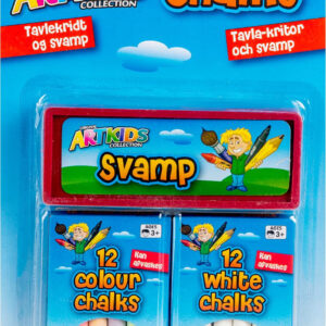 Artkids - 24 Tavlekridt Og 1 Svamp - Sæt