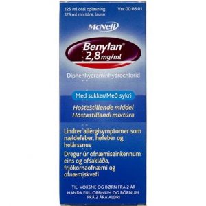 Benylan 2,8 mg/ml (Håndkøb, apoteksforbeholdt) 125 ml Oral opløsning