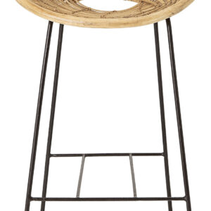 Bloomingville - Yonne Barstol Med Ryglæn - Natur - Rattan - Flet