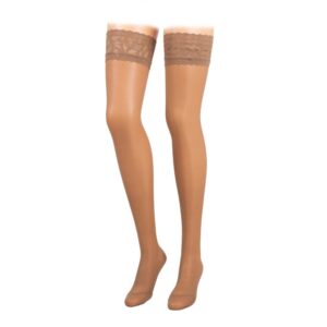 CALYPSO Lårstrømper 140den med støtte og blondekant - XL - Beige