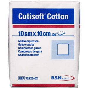 Cutisoft Cotton Kompres 10 x 10 cm Medicinsk udstyr 100 stk