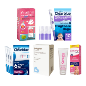 Eveline Smart Fertilitetssystem, Clearblue Advanced Digital 10-pak, Clearblue Ultratidlig Avanceret 3-pak, Babyplan Sædkvalitetstest & Conceive Plus 75ml Avanceret Fertilitetskit