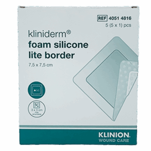 Kliniderm Foam Silikone Lite Border 7,5x7,5 cm (5 stk)