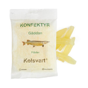 Kolsvart - Gedde hyldeblomst vingummifisk