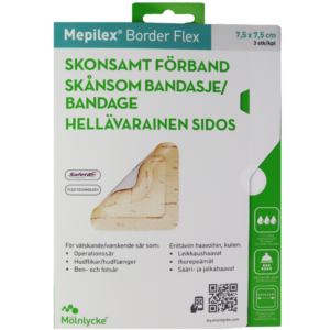 Mepilex Border Flex Fleksibel Skum M. Silikoneklæb 7,5 x 7,5 cm (3 stk)