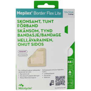 Mepilex Border Flex Lite Tynd Fleksibel Skum M. Silikoneklæb 7,5 x 7,5 cm (3 stk)