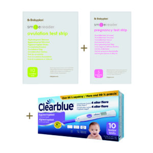 Pakke med Clearblue Advanced Digital ægløsningstest (10 stk.) + ny Smile Reader