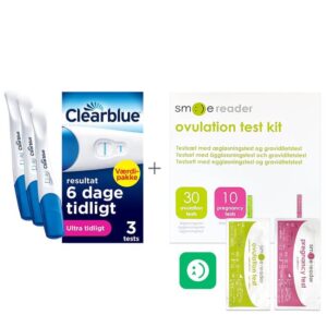 Pakke med Clearblue Tidlig Graviditetstest + Smile Reader