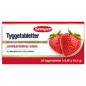 Semper Tyggetabletter Med Mælkesyrebakterier Jordbærsmag (30 stk)