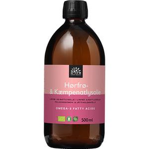Urtekram Food Hørfrø- & kæmpenatlysolie Ø - 500 ml.