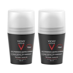 Vichy Homme 72H Extreme Control Anti-Perspirant Deodorant Roll-On - 2 pak
