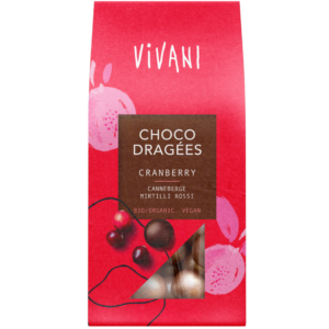 Vivani Choco Dragee Tranebær Ø (75 g)