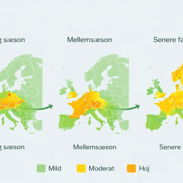 Pollensæsonen i Europa bevæger sig igennem forskellige faser